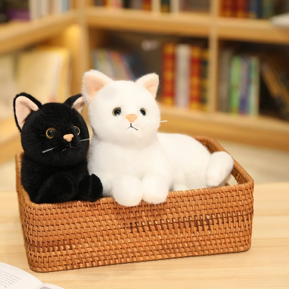 Soft Black Cat Plush Toy Fluffy Creative Plush Kittens Stuffed Animals Lifelike British Shorthair Cat Doll