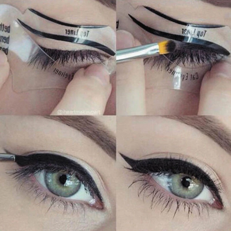 Plantilla de delineador de ojos, herramientas de maquillaje, ayuda para delineador de ojos, plantilla de maquillaje para delinear el dibujo, 2/10 piezas