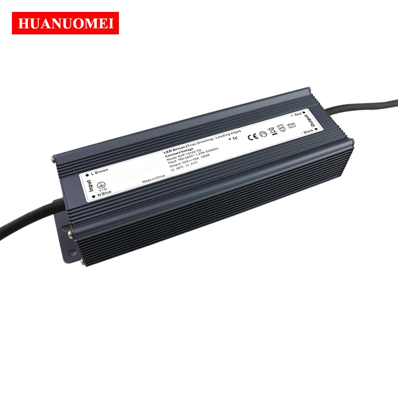 DC 12V 24V 120W Triac Dimmable LED Driver AC 220V 110V Power Supply Lighting Transformer AC90-130V AC180-250V Waterproof IP66