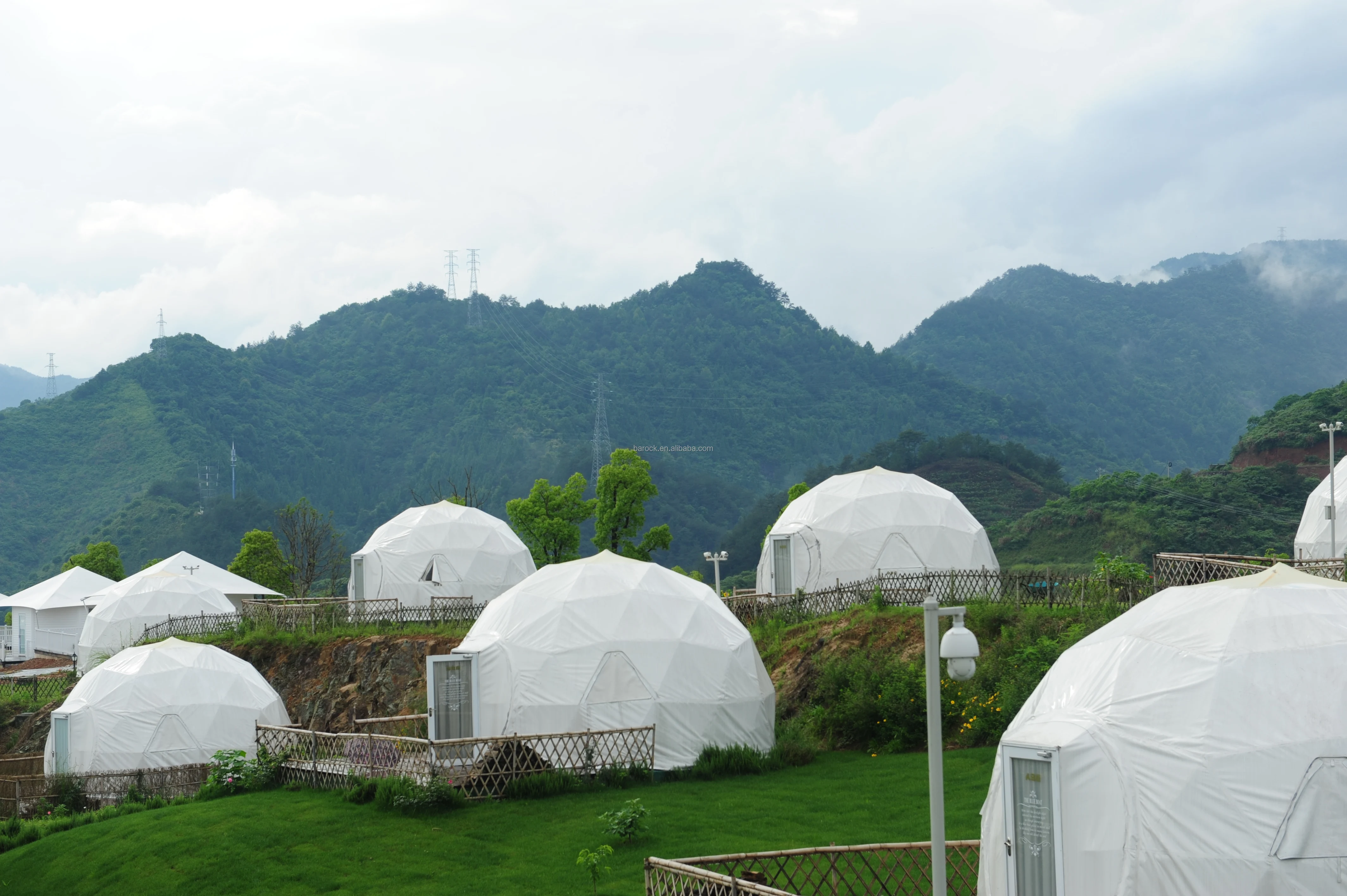 Premium Glamping Shelter Combining Elegant Design Functional Durability for Use in Parks Natural Reserves 6m Diameter Dome Tent