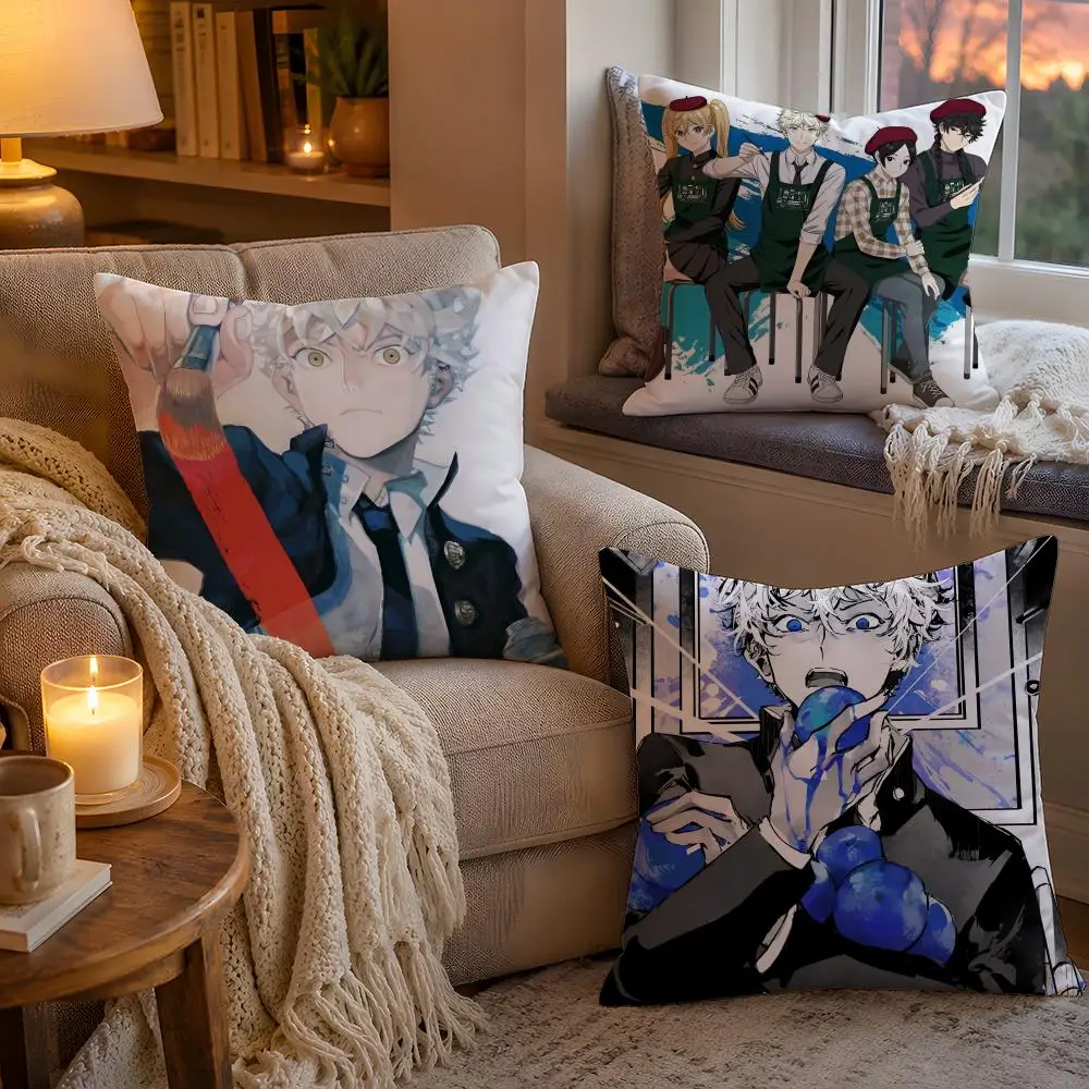 Hot Anime B-Blue Period Pillow Case Soft Plush Cushion Cover Double Print and Invisible Zipper for Sofa Home Car Use
