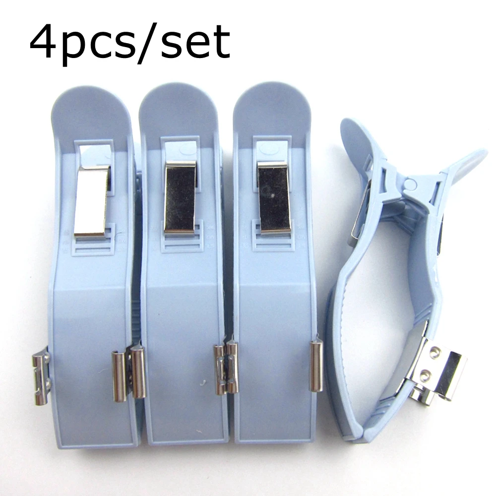 4pcs/set Nickel-plated  EKG clamp,3.0&4.0 double purpose,bule col