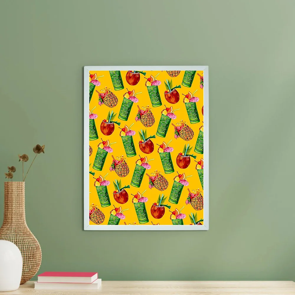 الاستوائية قماش جدار الفن كوكتيل بار ديكور أوراق النخيل الصيف المشاعر ديكور المنزل الشاطئ موضوع غرفة المعيشة الفني المطبوعات الحديثة #6