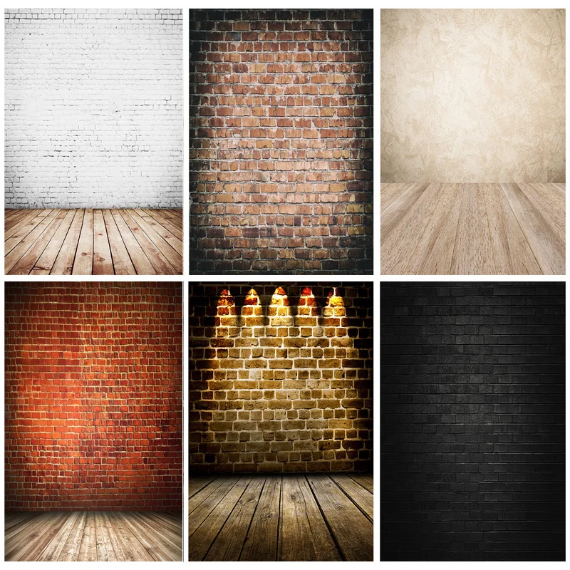 

Vinyl Custom Vintage Brick Wall Wooden Floor Photography Backdrops Portrait Photo Background Studio Prop YXZQ-02