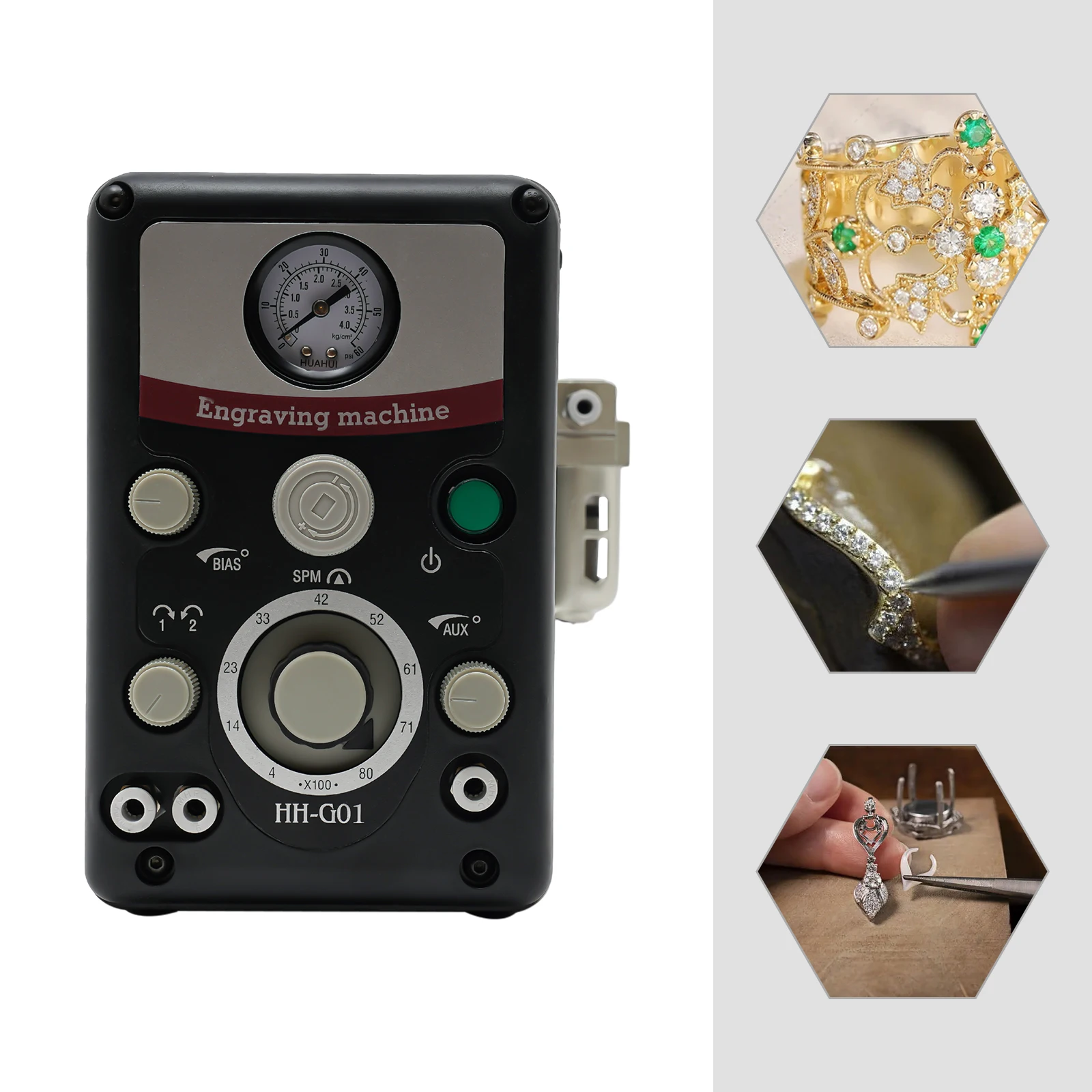 Schmuck-Gravierwerkzeug 80W Pneumatischer Mikromotor 400-8000 U/min mit Fußpedal für Mikrogravur und Polieren
