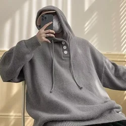 Korean style hooded sweater men spring and autumn retro lazy jacket casual loose oversize hooded sweater men clothing y2k tops