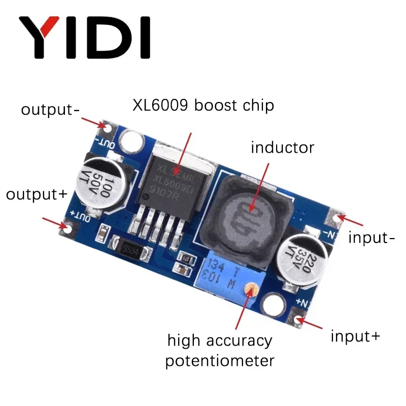 5pcs XL6009 DC-DC Booster Module, Adjustable Step Up Voltage Converter Power Supply DC Voltage Regulator Super LM2577 Module