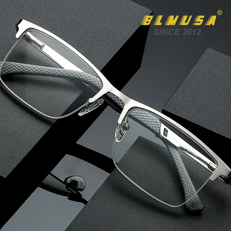 BLMUSA NEW Men\'s Business Anti Blue Light Eyewear Progressive Multifocal Reading Glasses Men Metal Glasses Frame Optical Glasse