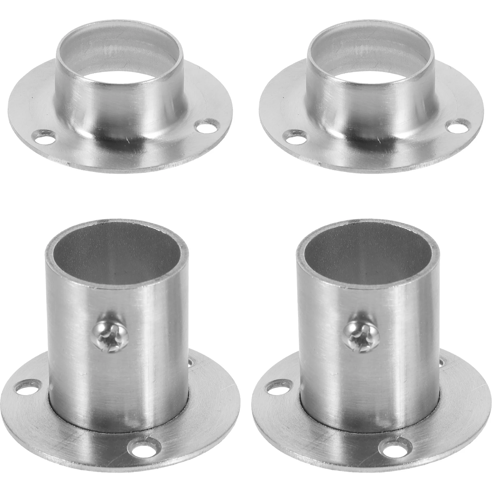 4 Pcs Shower Curtain Rod Base Holder Closet Bracket Round Tube Pole Stainless Steel Support Holders