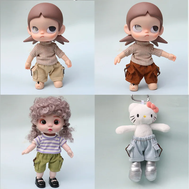 Zsiga Sister Ga Zi ショーツと互換性があります - 1/8 Bjd 関節人形用のかわいい衣装、ストライプ長袖、カラーマッチジーンズ