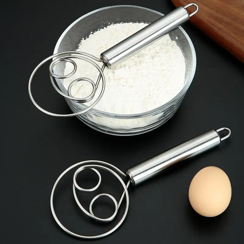 

C Dough Whisk Bread Mixer Stainless Steel Cake Pastry Flours Dough s With Hanging Hole Kitchen Baking Tools