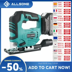 ALLSOME Cordless Variable Speed Jig Saw ±45° Bevel Adjustable Brushless Cutting Machine Power Tool For 18V Makita Battery