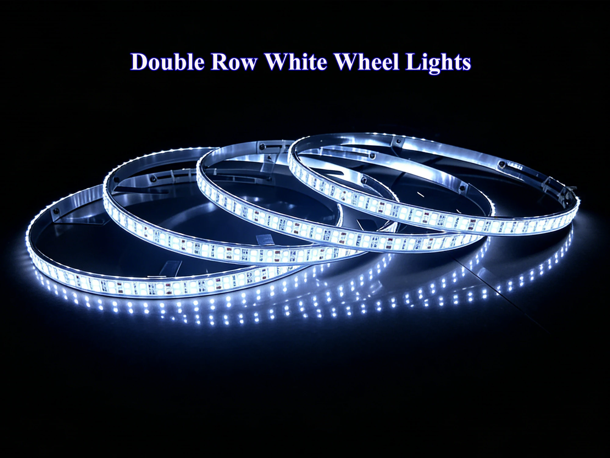 

15.5" Double Row White LED Wheel Rim Lights Waterproof Car Truck SUV with Remote Control & Switch Lighting Kit