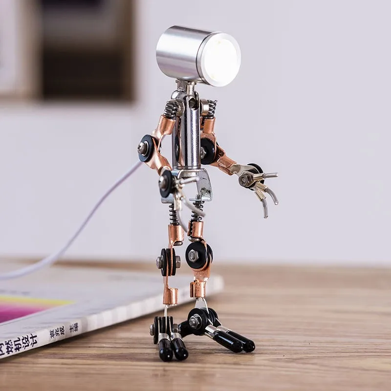 

DIY Retro Handmade Creative Mechanical Desktop Robot Ornament Small Night Lights Home Bedroom Tabletop Decoration Ornament ZF459