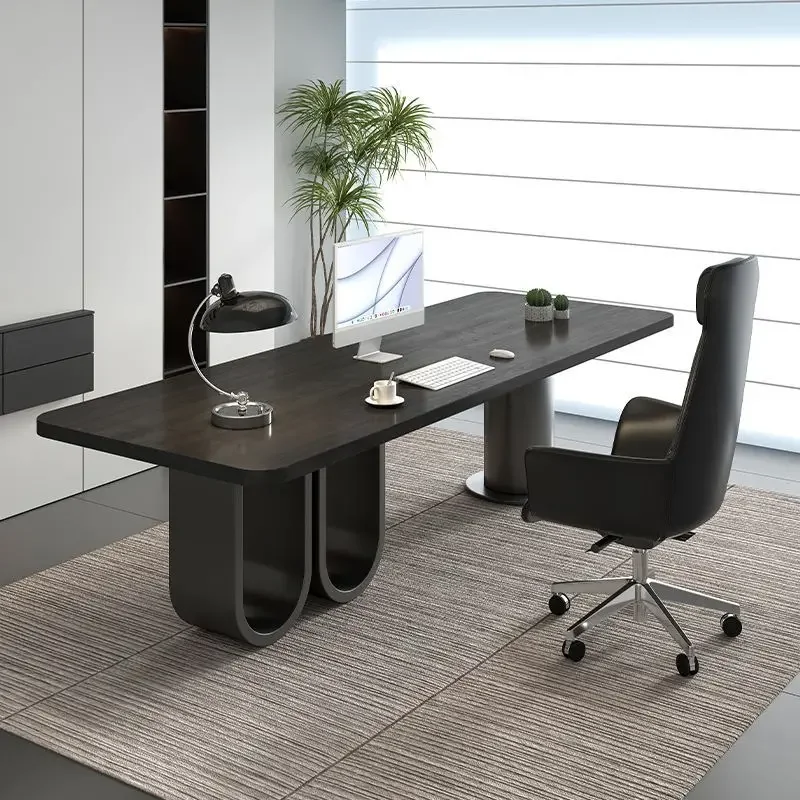 Italian desk boss table modern simple office solid wood  computer desk workbench light luxury high sense