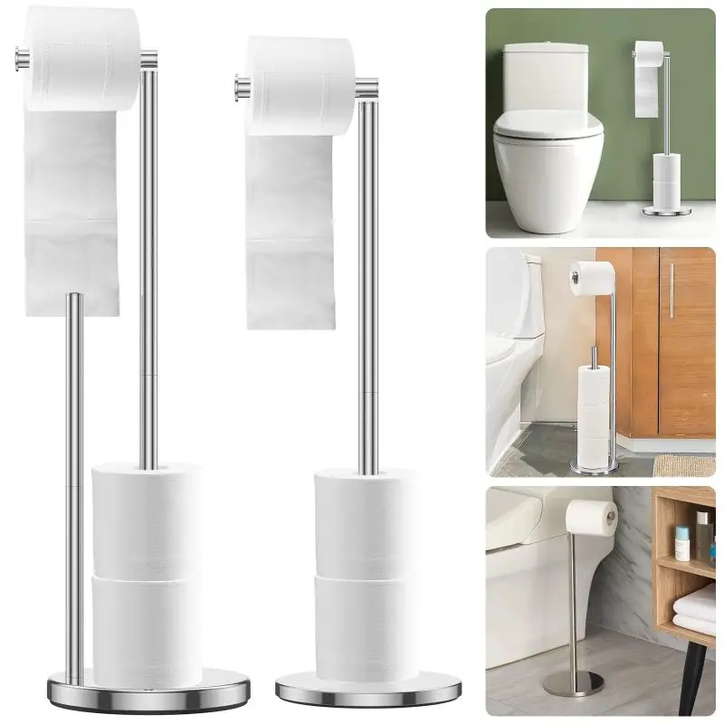 

Portable Freestanding Toilet Roll Holders Anti-Rust Bathroom Space Tissue Rack Stainless Steel Toilet Paper Stand