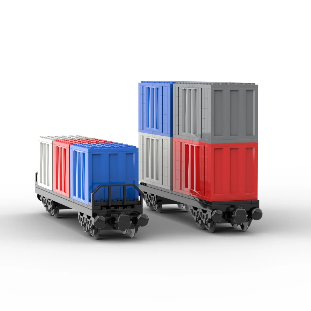 MOC Building Blocks City Train Model Double decker Container Train Carriage Children\'s Assembly Brick Toy Birthday Gift