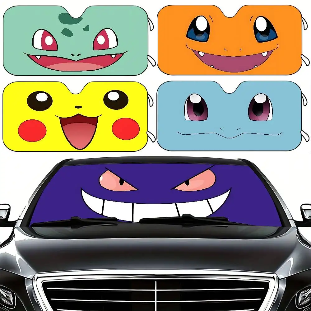 Anime Cute P-Poke-M-monS Cool Stylish And Trendy Windshield Sunshade, Car Windshield Cover, Car Sunshade Curtain, Car Sun