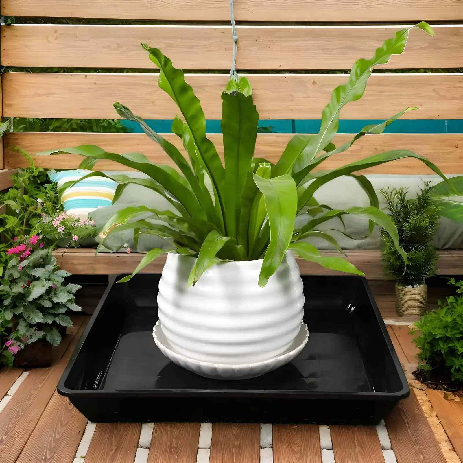 

Pot Saucers for Plants 2 Pieces Square Planter Drip Dish Deep Plant Drainage Saucer for House Garden Yard Patio Greenhouse