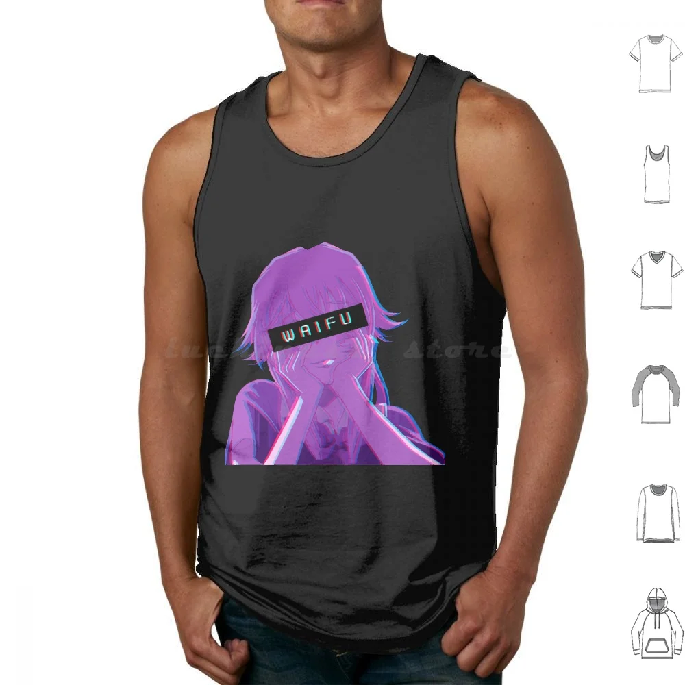 Waifu Yuno Gasai Future Diaries Mirai Nikki Tank Tops Vest Sleeveless Yuno Gasai Future Japanese Japanimation Kamidere Kowaii