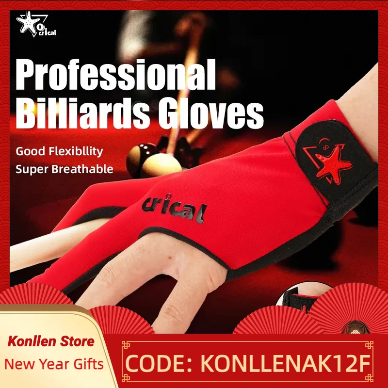 

CRICAL-Lycra Billiard Glove for Billiard Training, Comfortable Snooker Cue Gloves, Right and Left Hand, 3 Fingers, Accessories