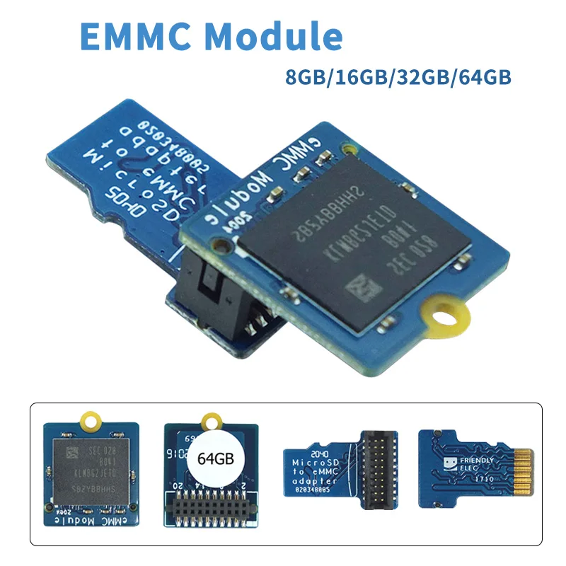 

EMMC Module 64GB 32GB 16GB 8GB with Micro SD-compatible Turn eMMC Adapter T2 for Nanopi K1 K2 M4 NEO4