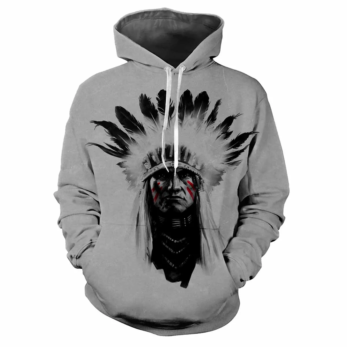 

Men Hoodies Indian Tribal Chief 3D Printing Harajuku Street Fashion Men Fun Style Soft Comfortable Trendy Personality Pullover