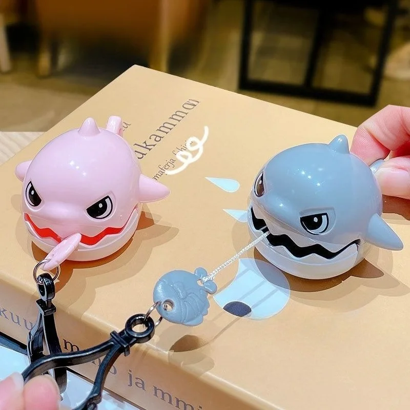 4 pçs novo dos desenhos animados puxar linha tubarão brinquedo de corda engraçado oscilação crianças toya chaveiro fidget colecionável criança crianças brinquedos coletar presente