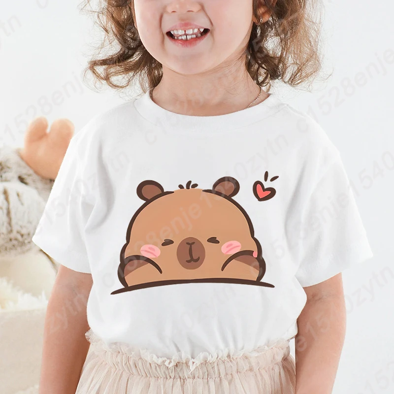 

Funny Capybara Graphic Tee Shirts New Fashion Children Girls T-shirt Summer Short Sleeve Casual T-Shirt Creative Kids Loose Tops