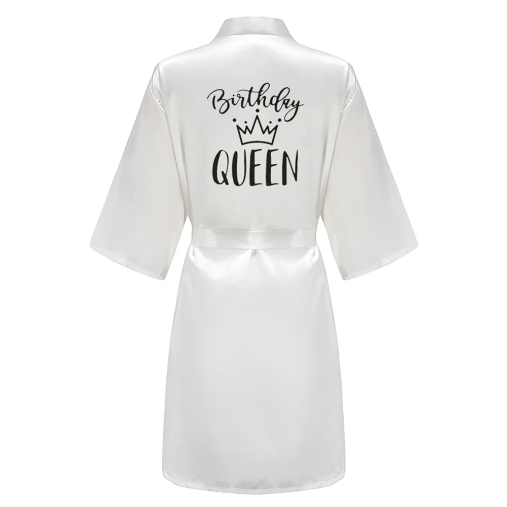 Birthday Queen&Squad Party Robe Satin Women Ladies Dressing Gift Kimono