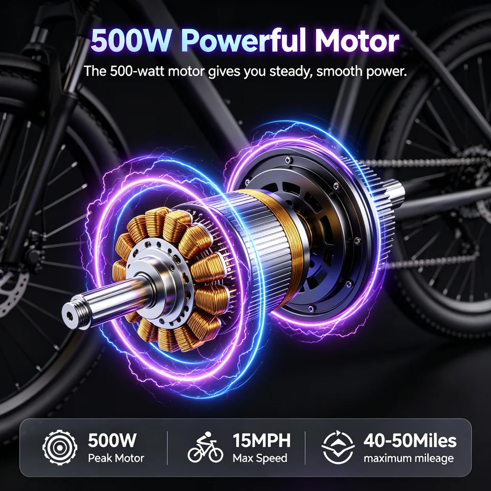 Street cruising 48V 500W motor EBIKE pedal assist mode dual purpose urban commute local shipment great choice for delivery riders modern urban ride ebike heavy cargo downtown ebike affordable household e-bike image 8
