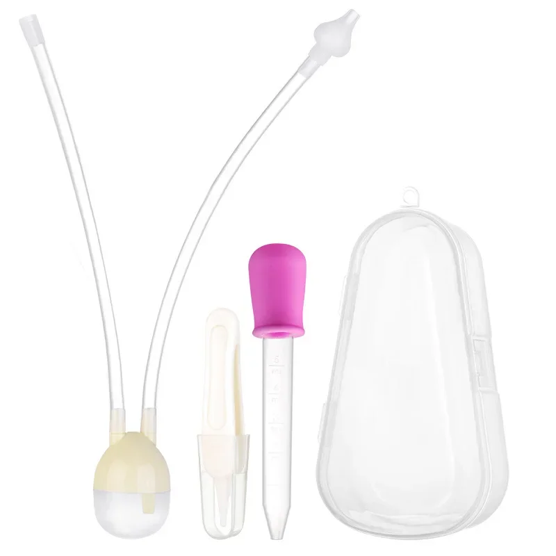 Baby Mouth Suction Nasal Aspirator Tweezer Set Nasal Mucus Cleaner Anti-reflux Silicone Booger Suction Pipe