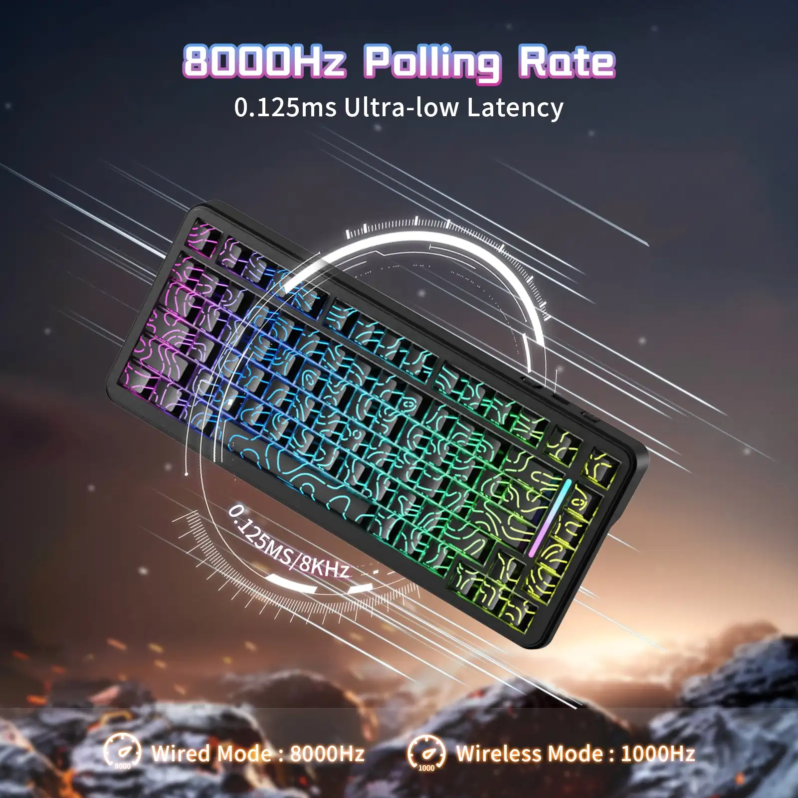 ATTACK SHARK X82Pro HE Wireless Magnetic Axis Gaming Keyboard 8KHz Rate 0.01mm RT Precision 5000mAh Tri Mode RGB 82 Keys PBT