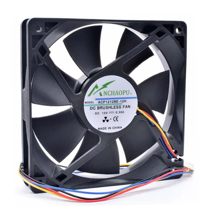 Brand new original ANCHAOPU ACP1212BE-12H 12cm 12025 120mm fan 120x120x25mm DC12V 0.30A 4 line chassis CPU pwm cooling fan