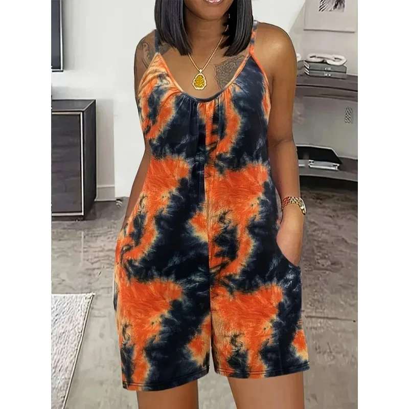 

Spring and Autumn European and American Plus Size Women's Printed Casual Jumpsuit Long Pants