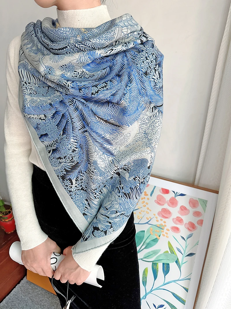 2023 new arrival autumn winter  140*140 cm scarf 70% cashmere 30% silk scarf wrap for women lady girl gift