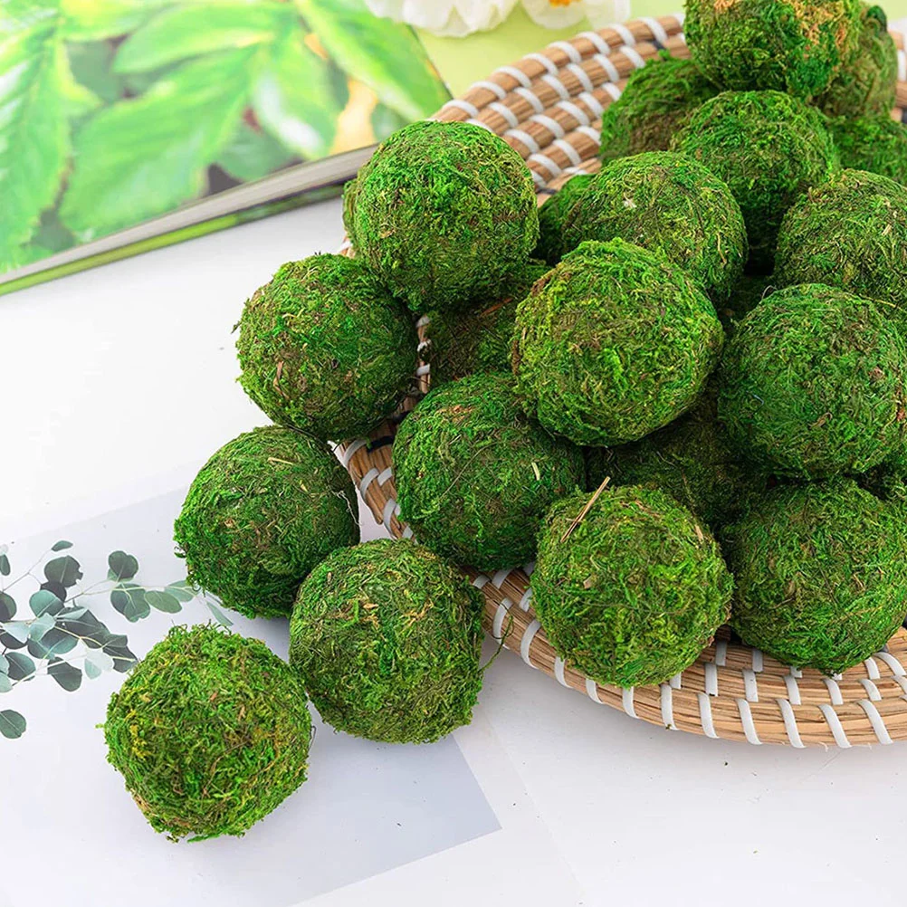 

2 Pcs Green Decorative Balls Moss Decoration False Artificial Plant Ornament Ornaments