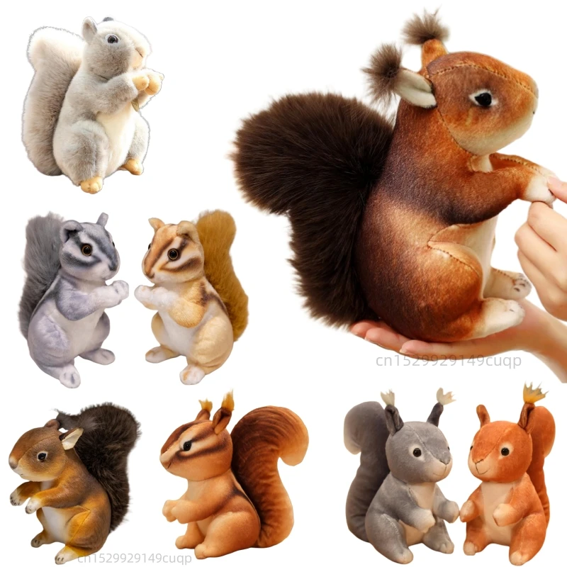 

Simulation Furry Hair Big Umbrella Tail Plush Toy Realistic Squirrel Cute Soft Stuffed Animals Doll Pillow For Girls Boys Gift