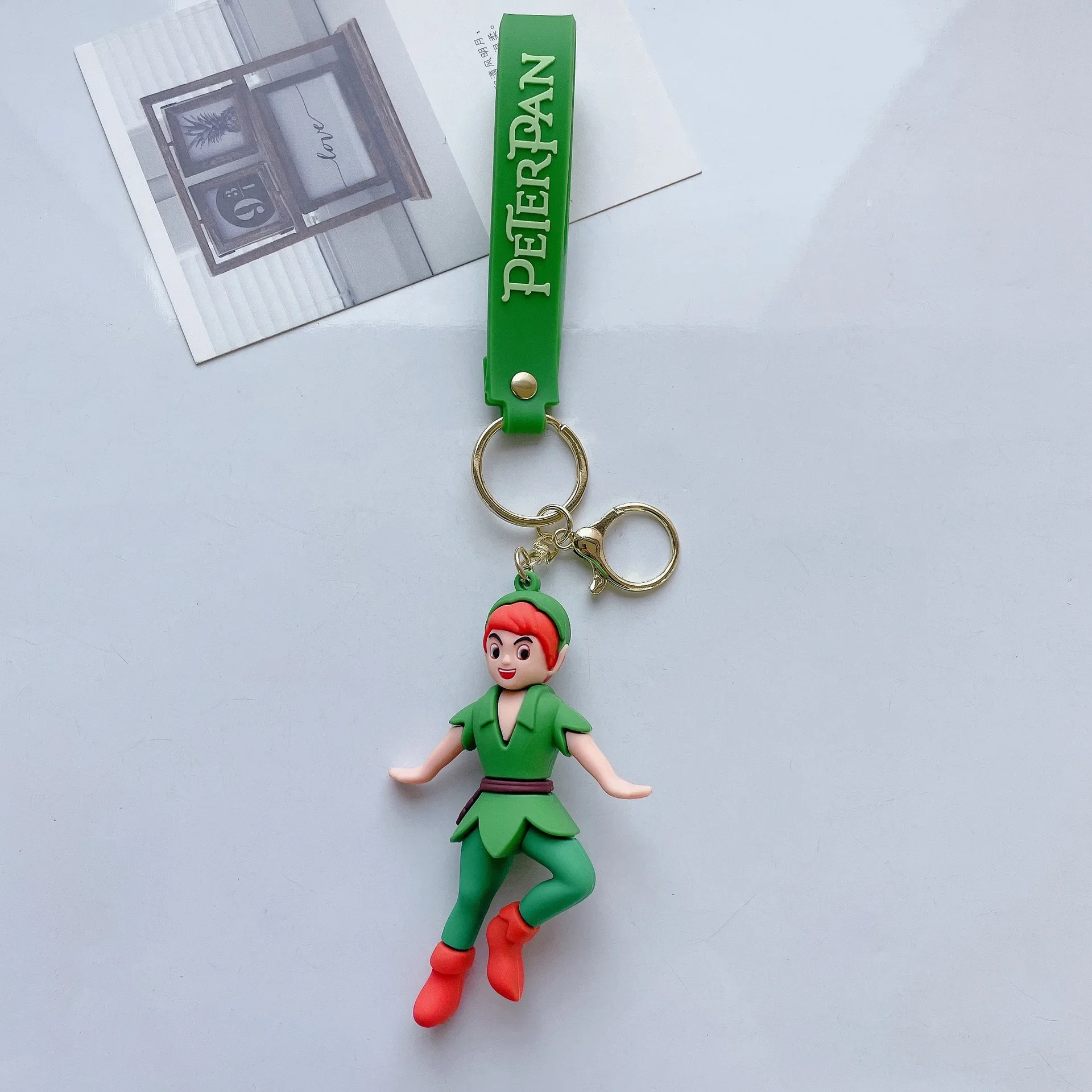 Disney Cartoon Peter Pan Figure Keychain Anime Peter and Wendy Hooker Car Key Accessories Bag Pendent Toy Birthday Gift for Kids