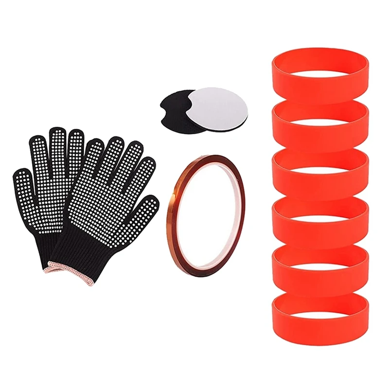 Sublimation Blanks Kit - 6 Sublimation Blanks Silicone Case, 1 Pair Heat Resistant Gloves, 1 Tape, 2 Blanks Coaster