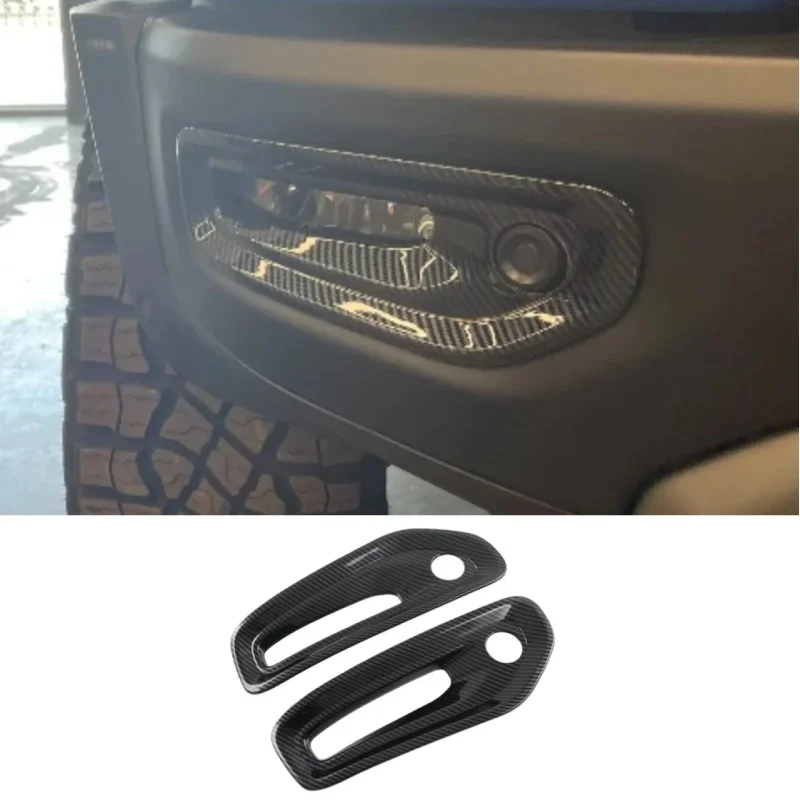 

ABS Carbon Fiber Front Bumper Fog Light Grilles For Dodge RAM 2022 2023 2024 Fog Lamp Eyebrow Foglight Cover Trim