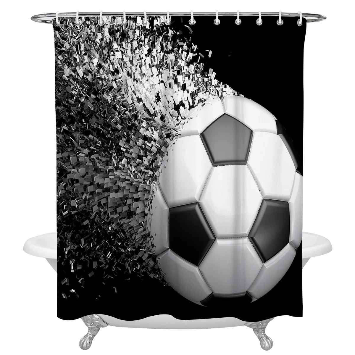 Soccer Balls Football Design Waterproof Bathroom Decoration Shower Curtain With Hook Bathtub Curtains Bathroom Accessories