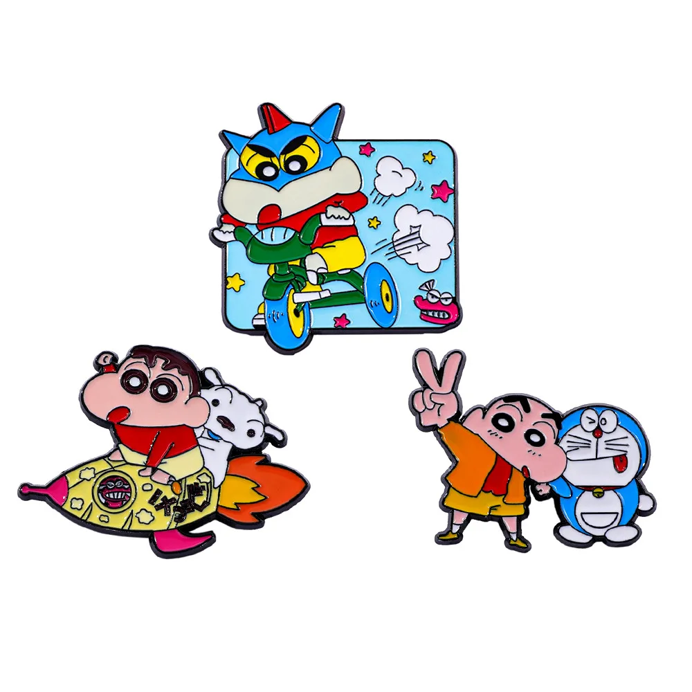 

1 Set Cute Cartoon Creative Crayon Shin Chan Metal Badge Japanese Anime Shin Chan Alloy Drip Oil Brooch Accessory Pin Fashion