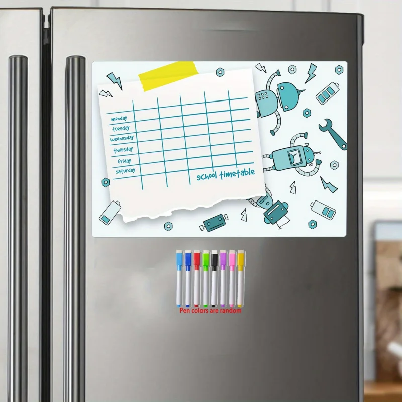 Magnetic Refrigerator Magnet Set，Reusable Time Planner，To-do list，Memo，Large Size，Attached Gift8Marker pen with eraser tip
