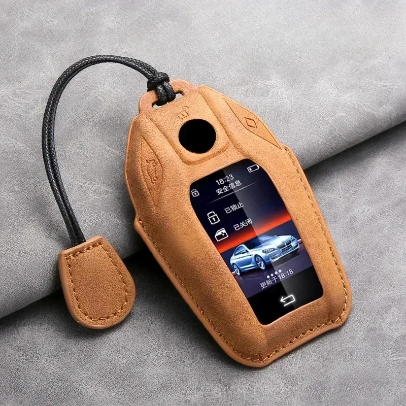 

Leather Car Key Case Cover Shell for BMW 5 6 7 Series 530le Gt X3 X4 730li 740 G12 G30 G31 G32 I8 I12 I15 Protector Fob Keychain