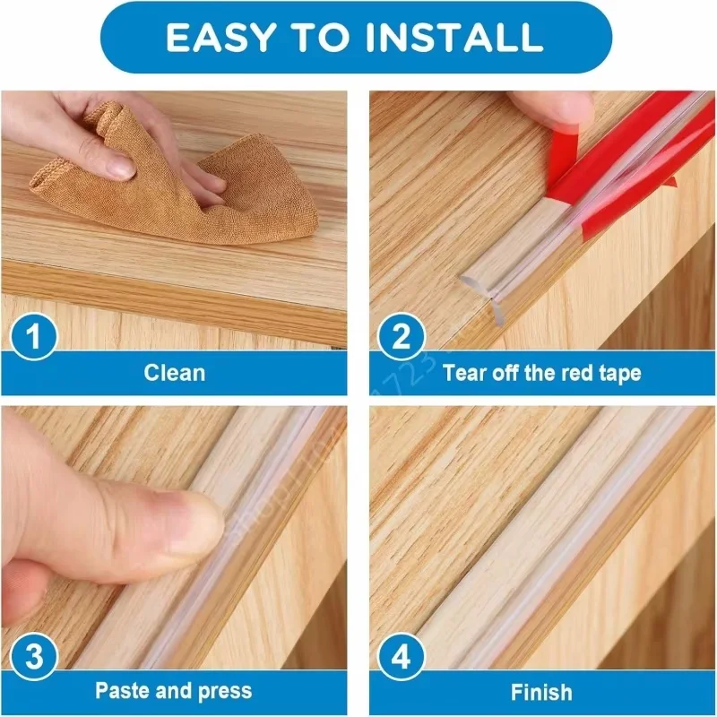 Transparent 3 Meters Table Edge Guard Furniture Corner Protector Strip Self Adhesive Kids Safety Collision Proof Soft Bumper