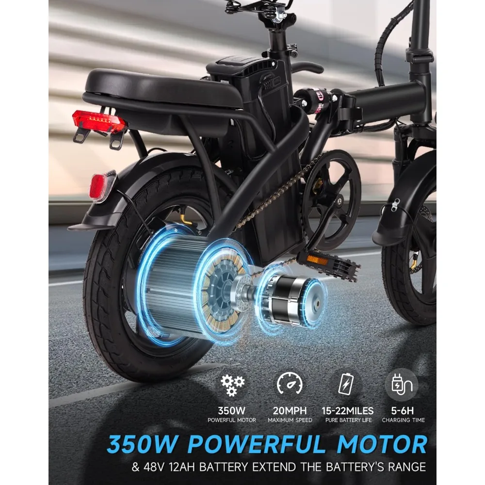 Electric Bike for Adult,Folding Ebike,Electric Bicycle with Removable Battery,20MPH Commuting Electric Bike,Brushless Gear Motor