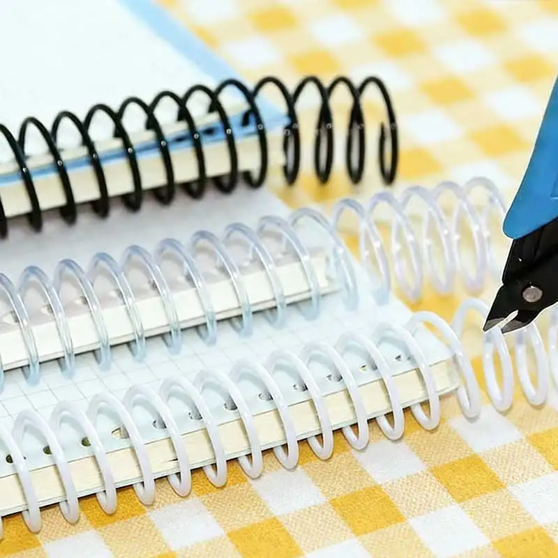 100pcs/Lot 6/8/10mm Colorful Plastic Loose Leaf Spiral Binding Ring Coil 4:1 Pitch for Bookbinders Office Supplies