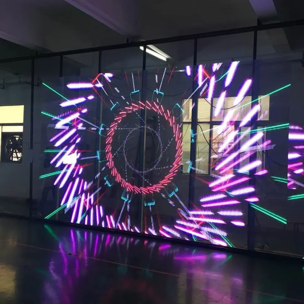P3.91 Indoor Transparent LED Screen Wall Shop Window Digital Signage Animation Graphics HighImpact Rental Video Panel Retail