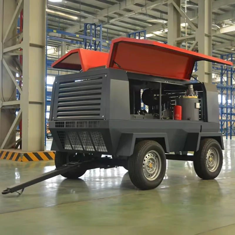 10Bar Mobile Industrial Electric Screw Air Compressor Low Noise Zero Emission with Heavy Duty Bearings for Factory Workshop